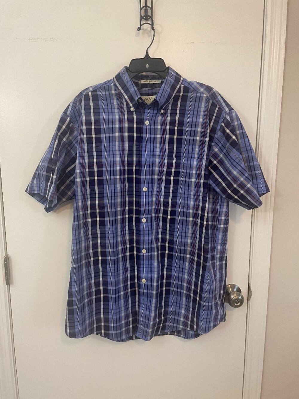 Orvis Blue Plaid Shirt Size L